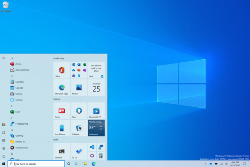 Start menu mới trên windows 10